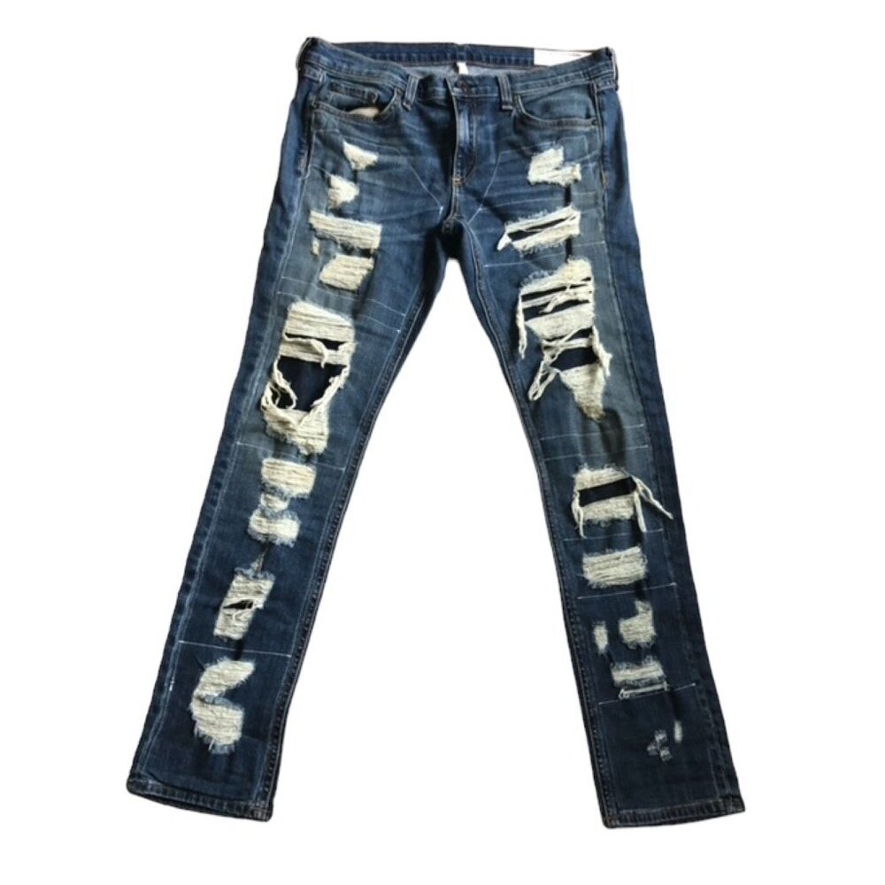 Rag & Bone Dre Distressed & Repaired Mid-Rise Skinny Jeans - Picture 2 of 5